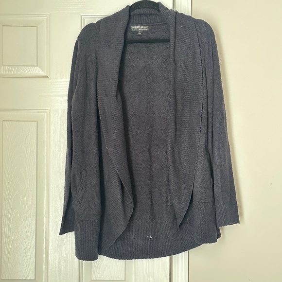 Barefoot Dreams CozyChic Lite Circle Cardi Black Size Large Shawl Collar - Picture 1 of 4